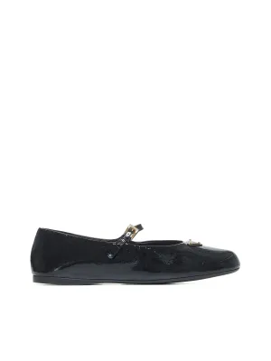 Logo-plaque patent leather ballet flats