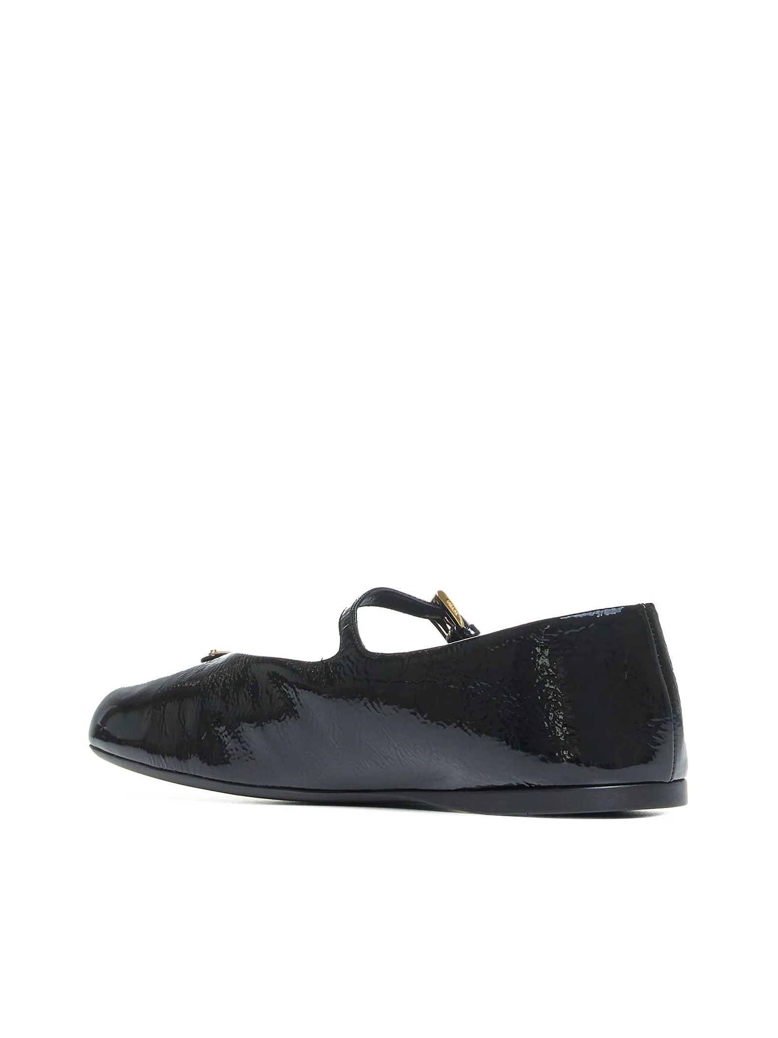 Logo-plaque patent leather ballet flats