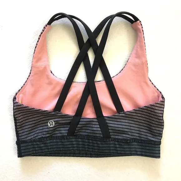 Lululemon Double Gradient Yum Yum Pink Alberta Lake Black Strappy Energy Bra 4
