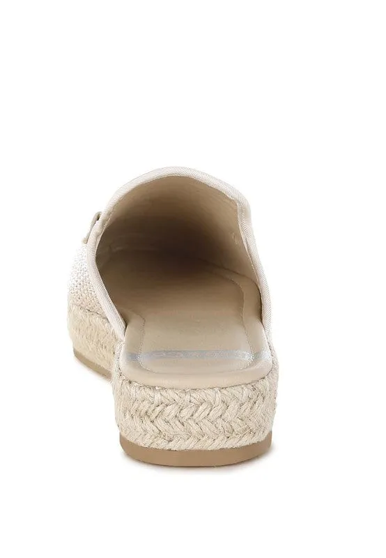 Marama Horsebit Embellished Raffia Mules