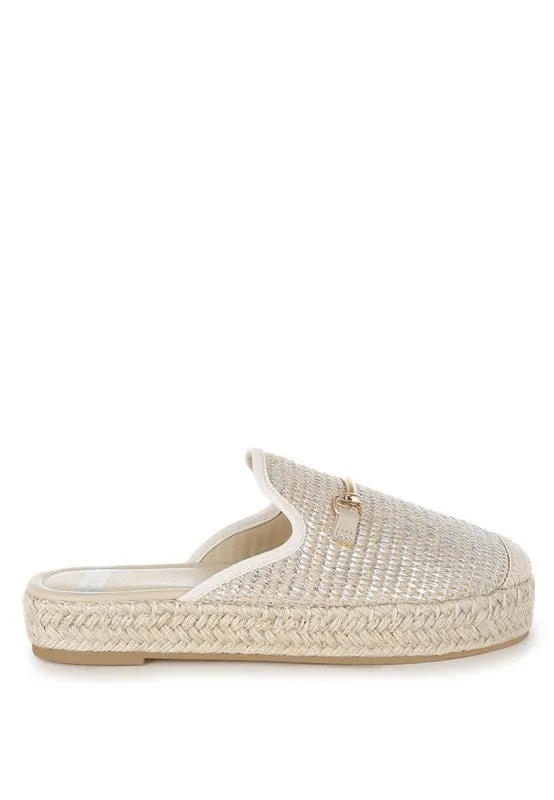 Marama Horsebit Embellished Raffia Mules