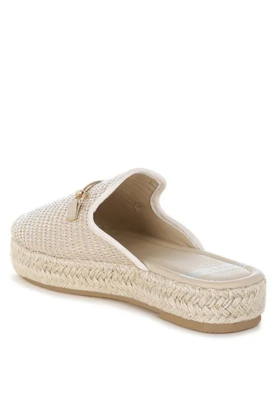 Marama Horsebit Embellished Raffia Mules