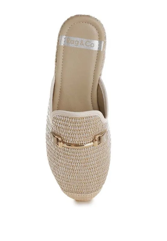 Marama Horsebit Embellished Raffia Mules