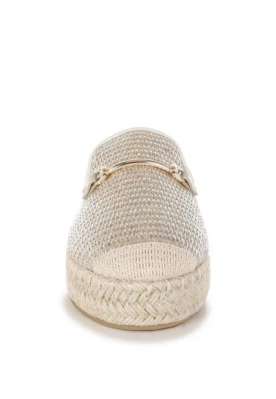 Marama Horsebit Embellished Raffia Mules