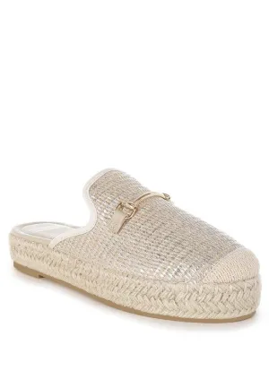 Marama Horsebit Embellished Raffia Mules
