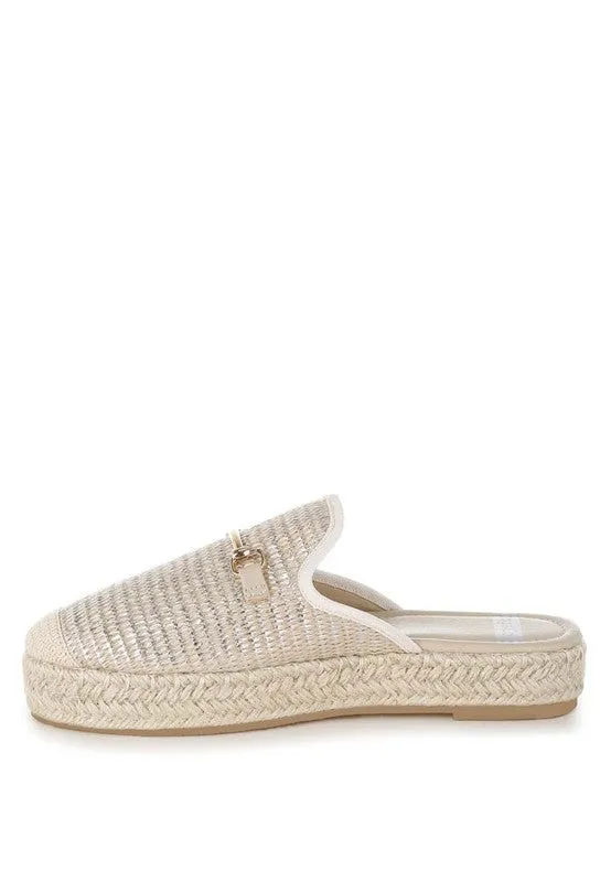 Marama Horsebit Embellished Raffia Mules