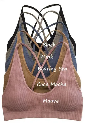 Mauve Seamless Ribbed Cross Back Bralette 2/13/25 9597