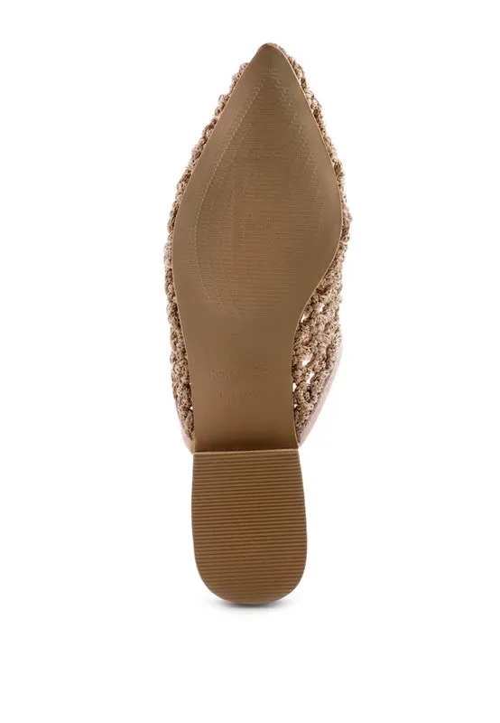 MELANIE WOVEN FLAT MULES WITH TASSELS