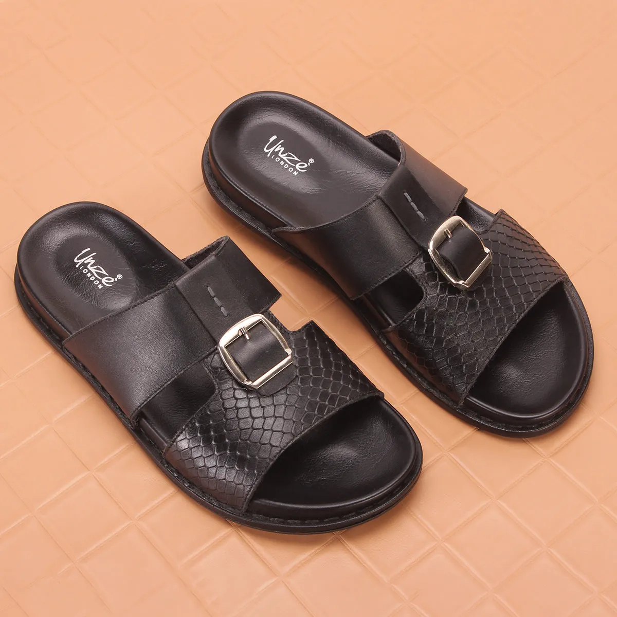 Men "KITZ" Leather Open Toe Summer Slippers