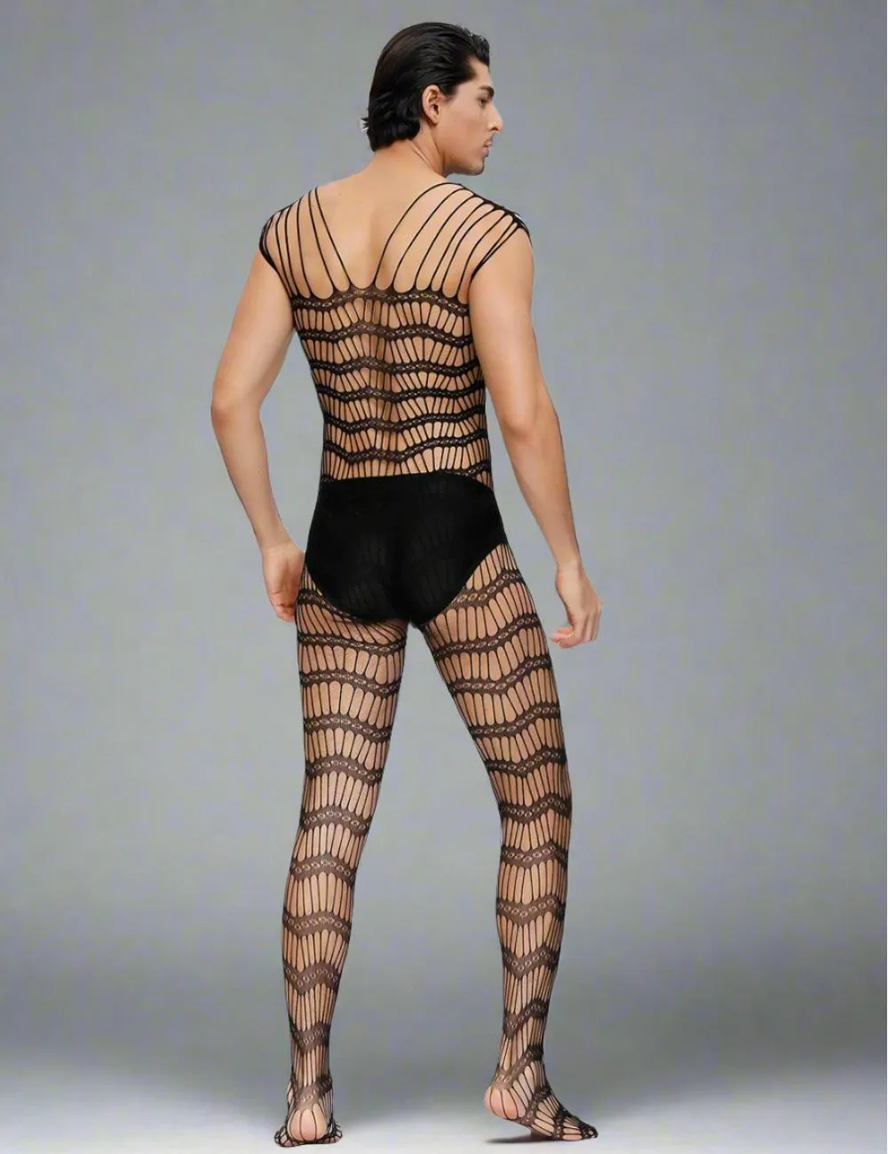 Men's Bodystocking Net - Strappy Shoulders and Sheer