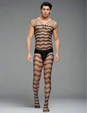Men's Bodystocking Net - Strappy Shoulders and Sheer