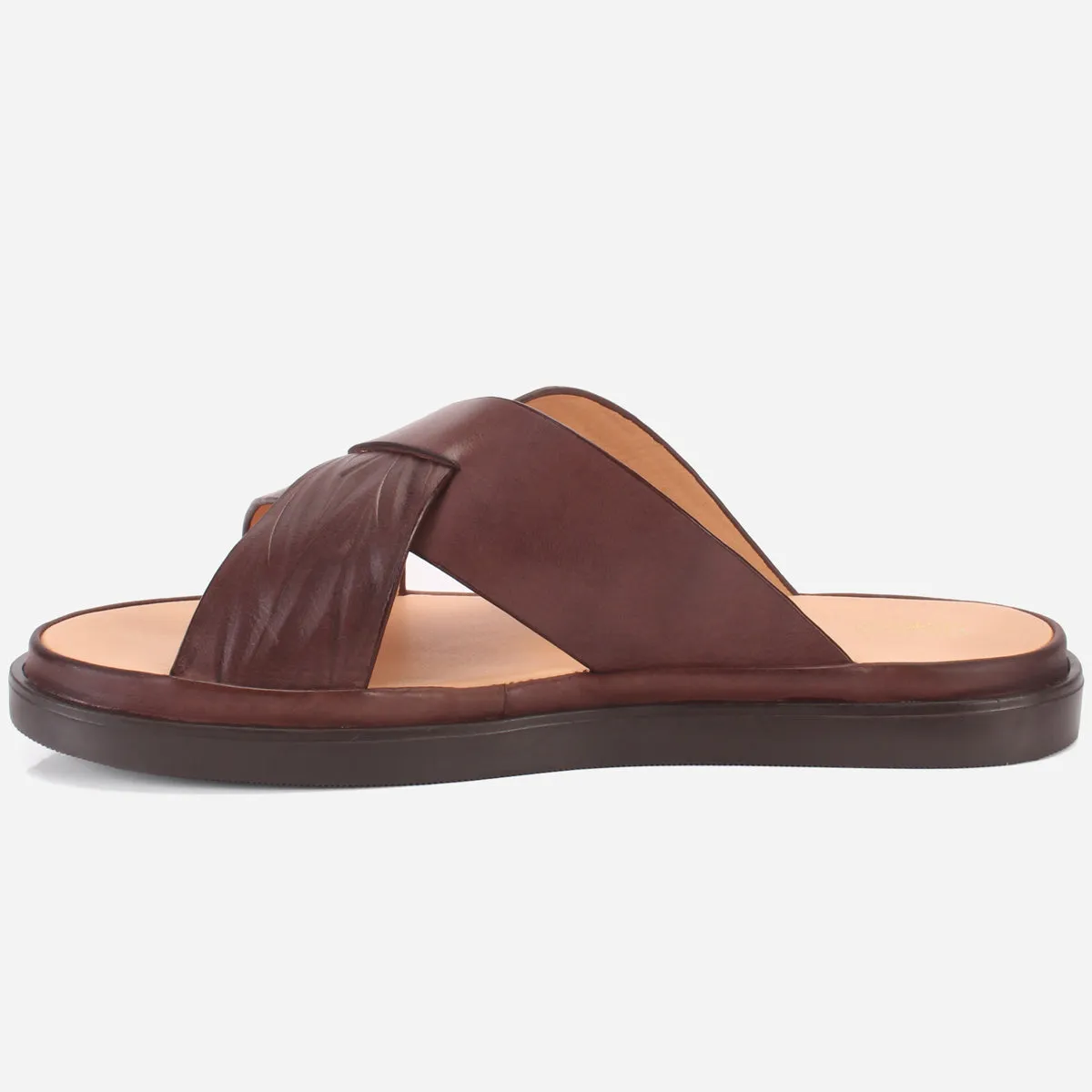 Mens "SENUK" Crossover Strappy Leather Slippers