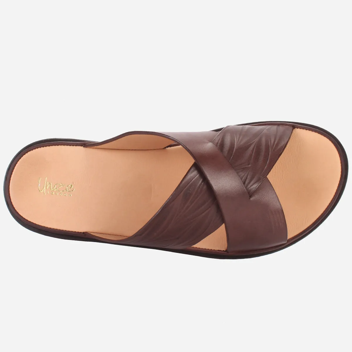 Mens "SENUK" Crossover Strappy Leather Slippers