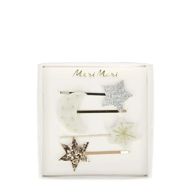 Moon & Star Hair Slides (set of 4)