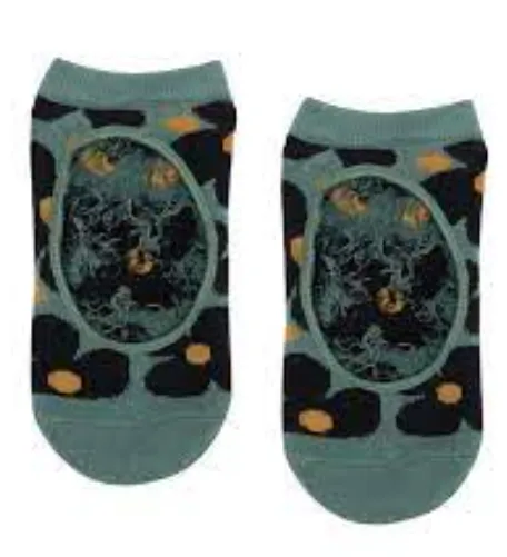 MoveActive Slide On Non Slip Grip Sock - Daisy Daze Black