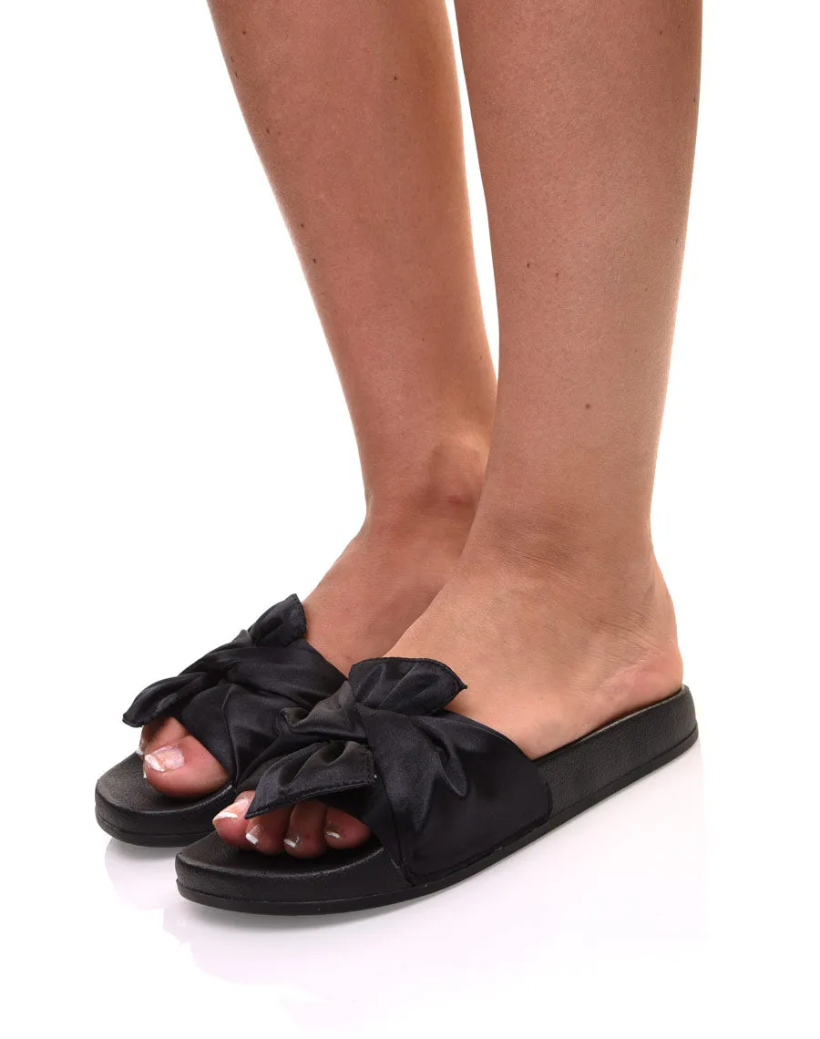 Mules noires à n?ud satiné
