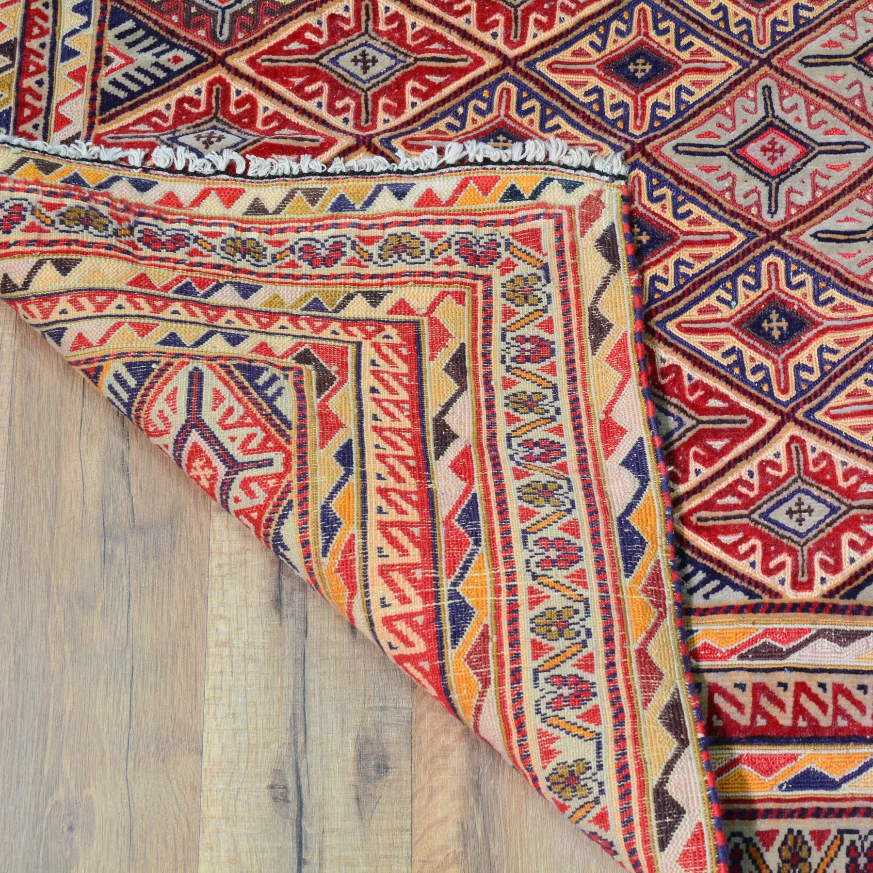 Multi-Weave Tribal Mashwani Sumak Handmade Geometric Design Rug (Size 2.10 X 4.0) Cwral-10116