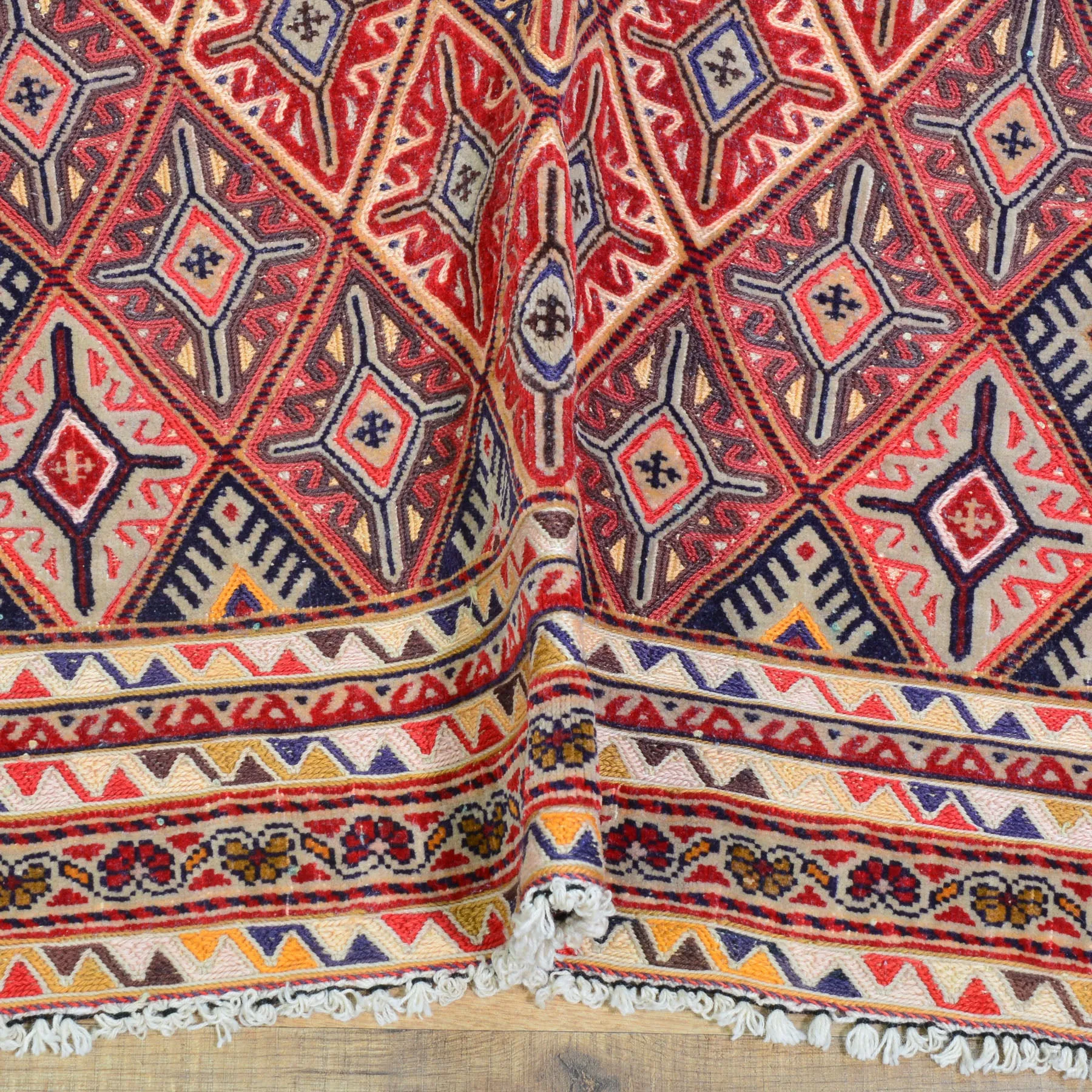 Multi-Weave Tribal Mashwani Sumak Handmade Geometric Design Rug (Size 2.10 X 4.0) Cwral-10116