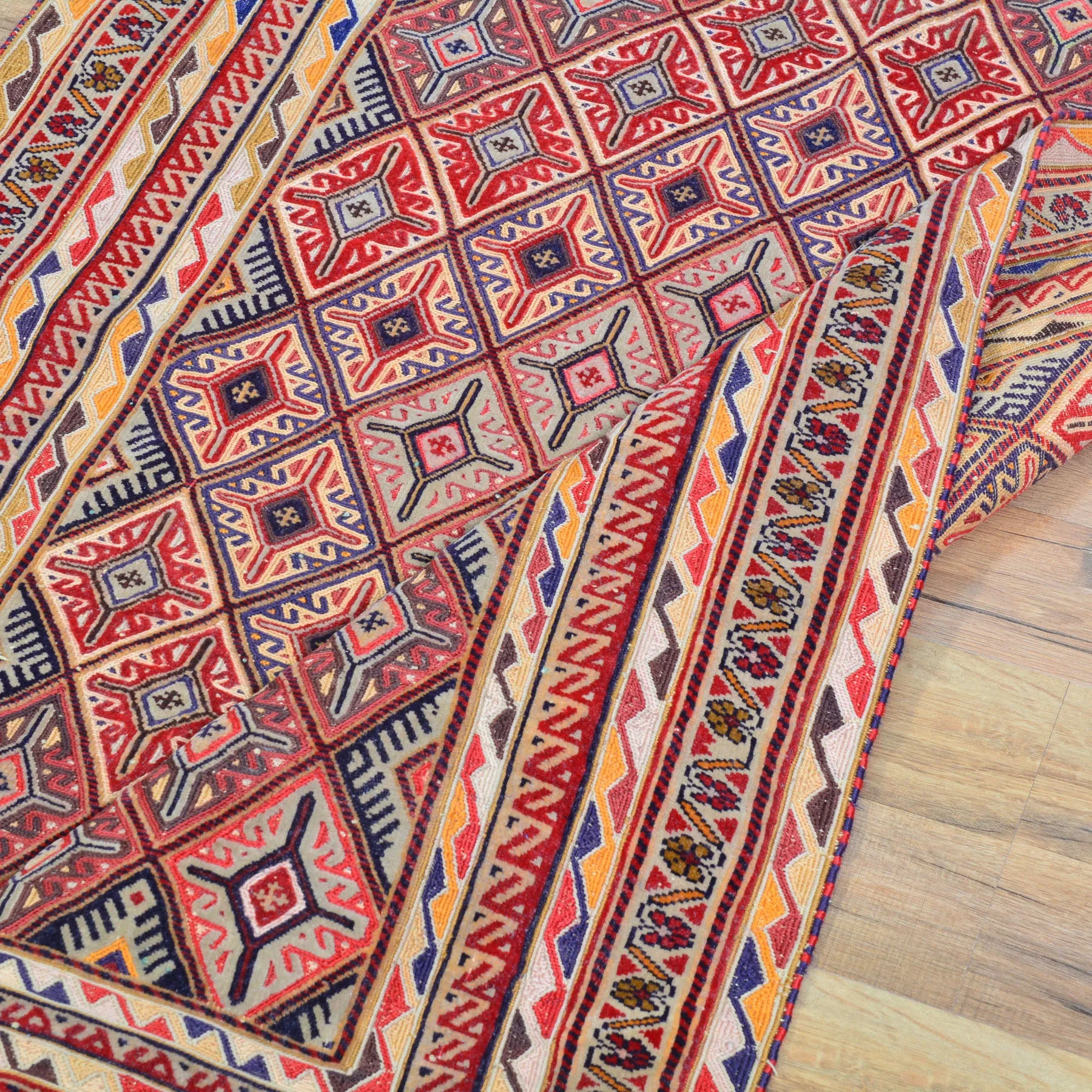 Multi-Weave Tribal Mashwani Sumak Handmade Geometric Design Rug (Size 2.10 X 4.0) Cwral-10116