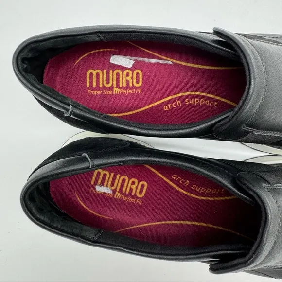 Munro Laurel Black Leather Slip On Sneaker Size 7.5 N