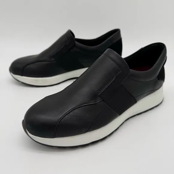Munro Laurel Black Leather Slip On Sneaker Size 7.5 N