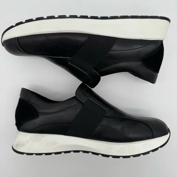 Munro Laurel Black Leather Slip On Sneaker Size 7.5 N