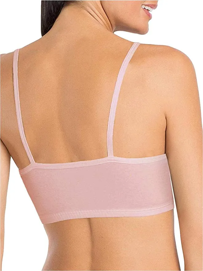 New Fruit of the Loom Women’s Spaghetti Strap Cotton Pullover Sports Bra, Blushing Rose, Sz 36!