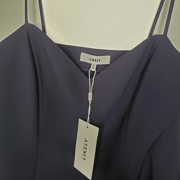 NEW Likely Laverna Ruffle Mini Dress Navy Blue Strappy 12 Cocktail NWT