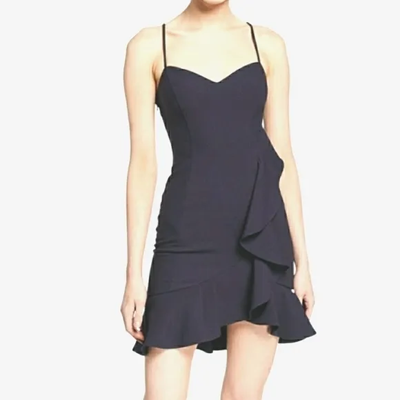NEW Likely Laverna Ruffle Mini Dress Navy Blue Strappy 12 Cocktail NWT