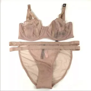 NEW Victorias Secret Bra Panty Set 32DD Unlined Balconet XL Strappy Bikini #125