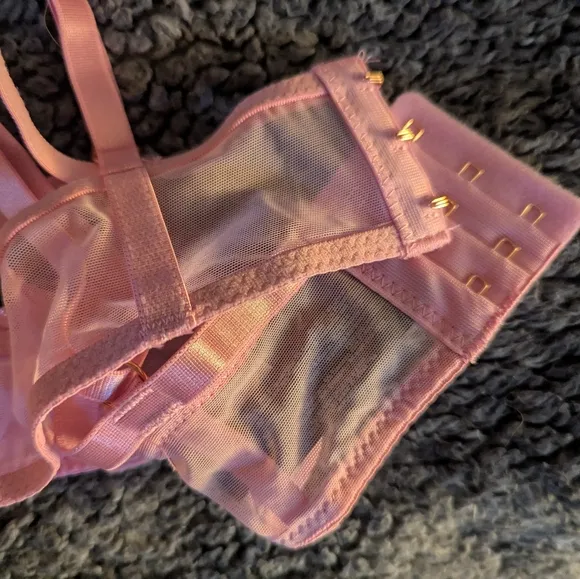 NWOT Pink Vinyl Strappy Lingerie Set
