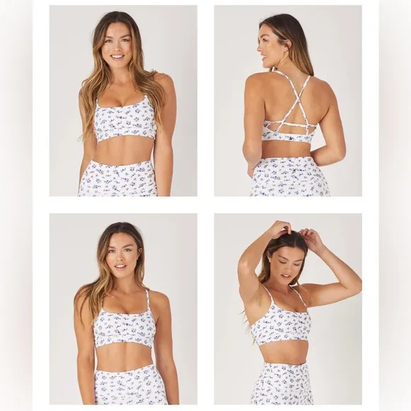 NWT Glyder Tri-Back Bra: Ditsy Floral