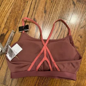 NWT New Adidas Strappy Back Yoga Sports Bra Quiet Crimson Purple Small DD Cup