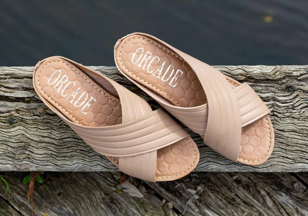 Orcade Dorena Womens Comfort Leather Slides Sandals Made In Brazil