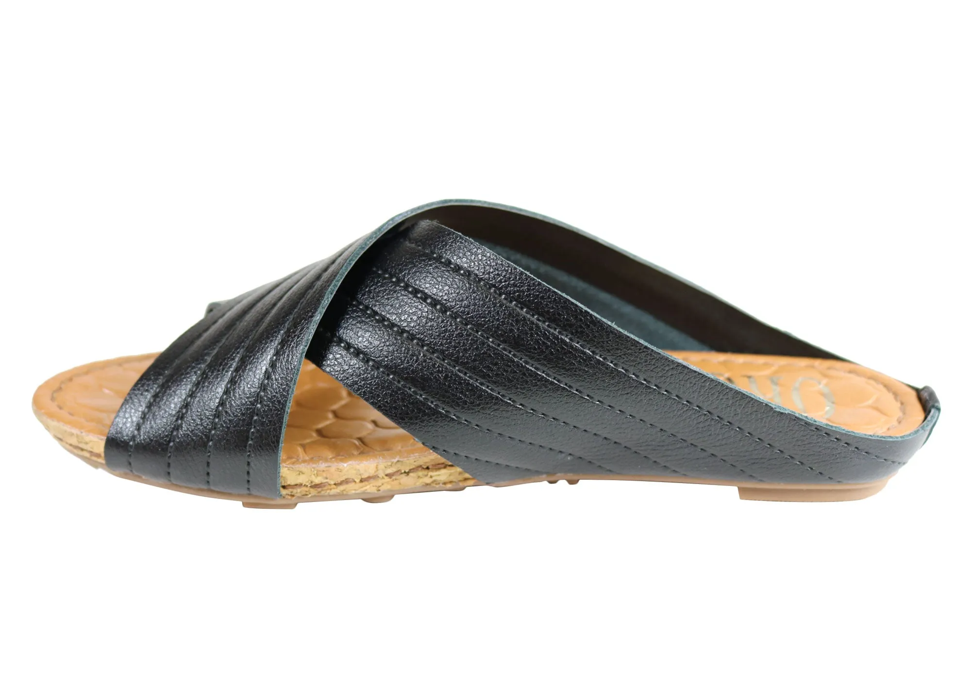 Orcade Dorena Womens Comfort Leather Slides Sandals Made In Brazil