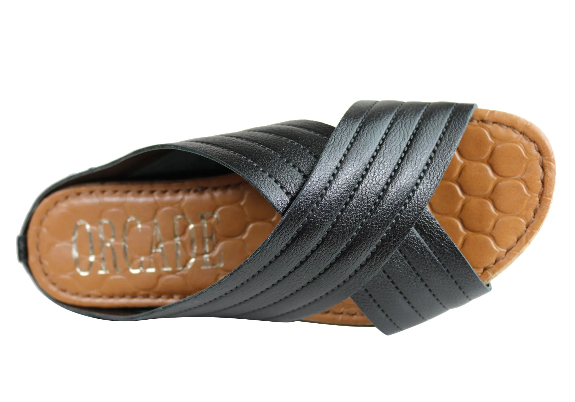 Orcade Dorena Womens Comfort Leather Slides Sandals Made In Brazil