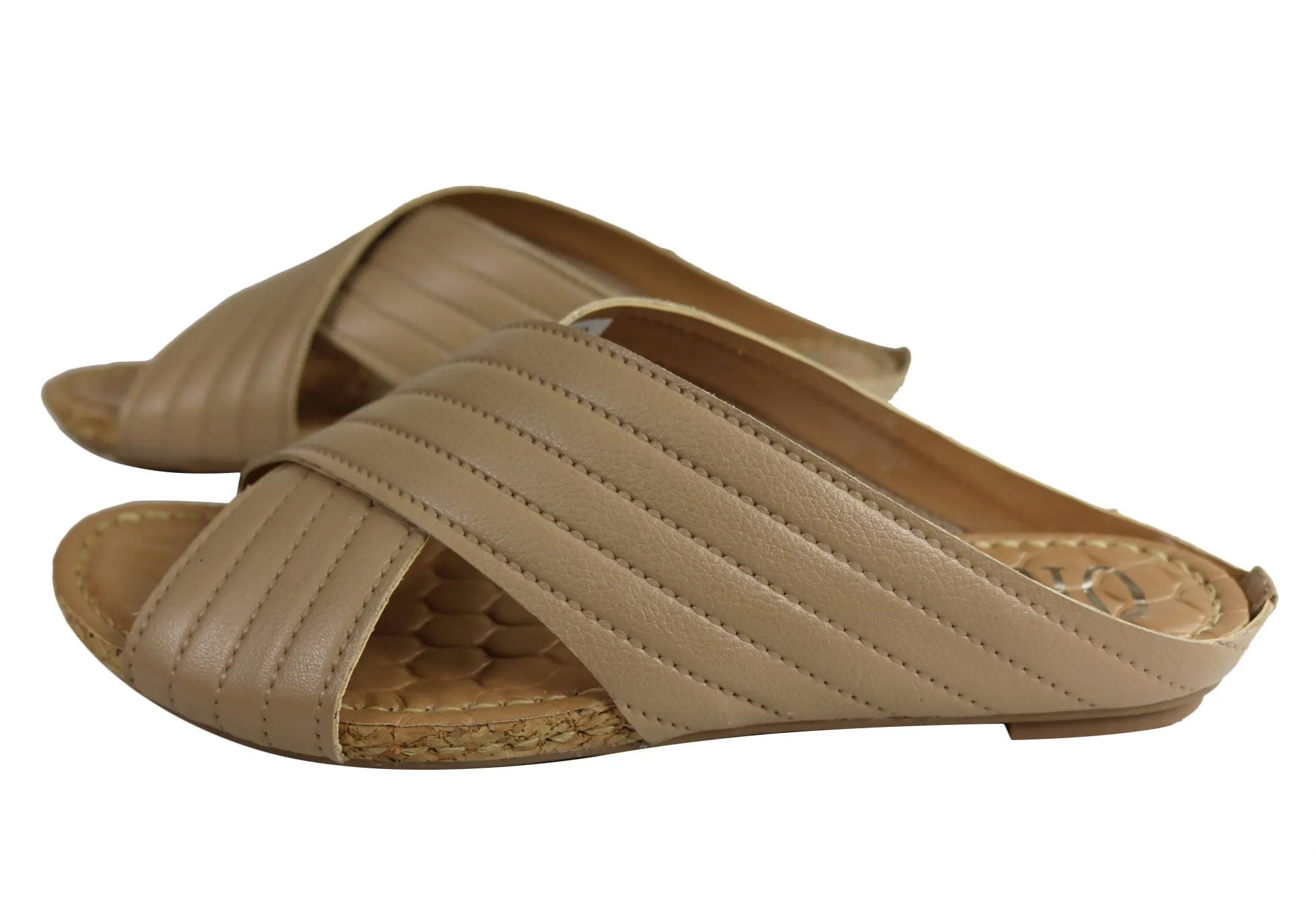Orcade Dorena Womens Comfort Leather Slides Sandals Made In Brazil