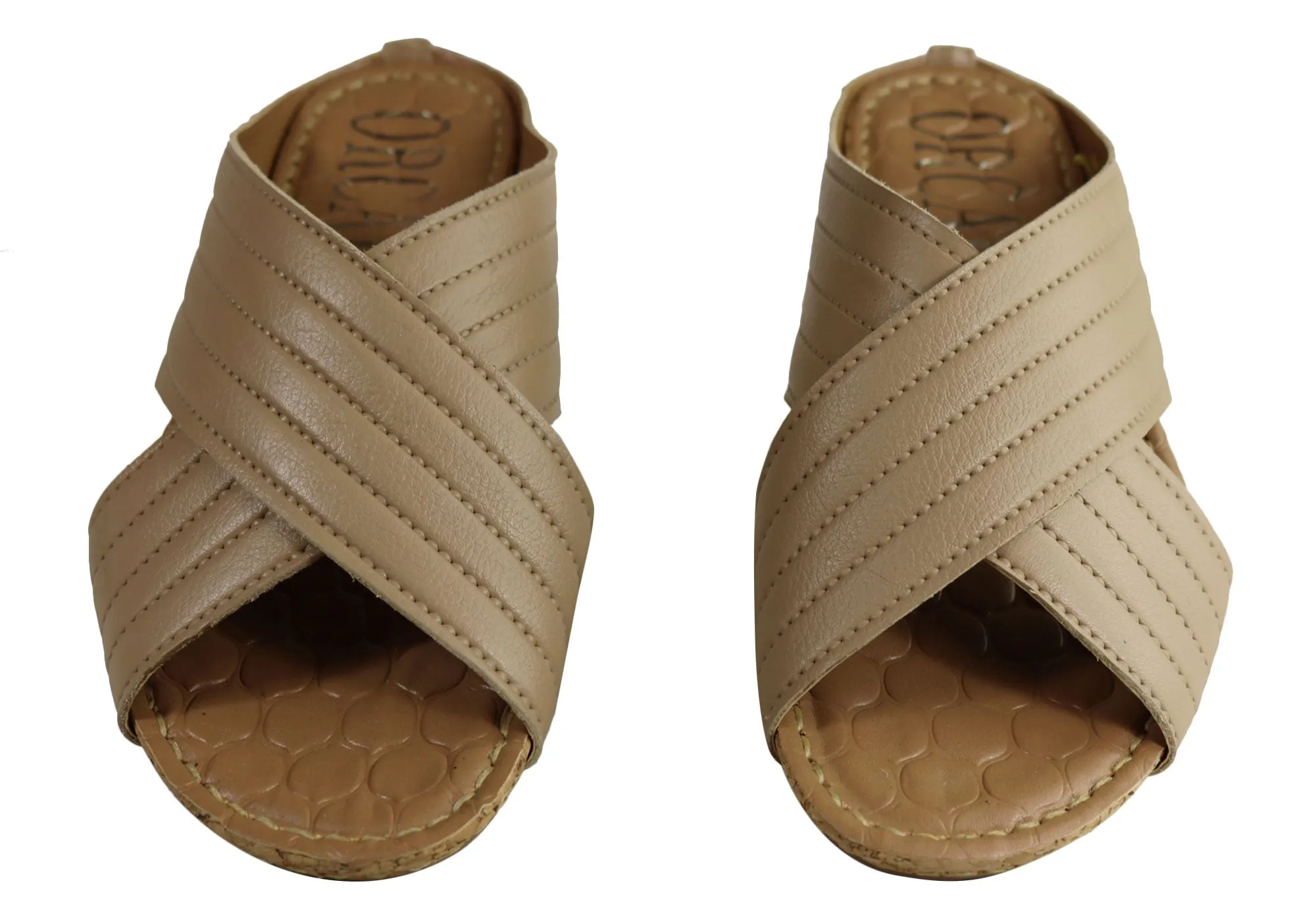 Orcade Dorena Womens Comfort Leather Slides Sandals Made In Brazil