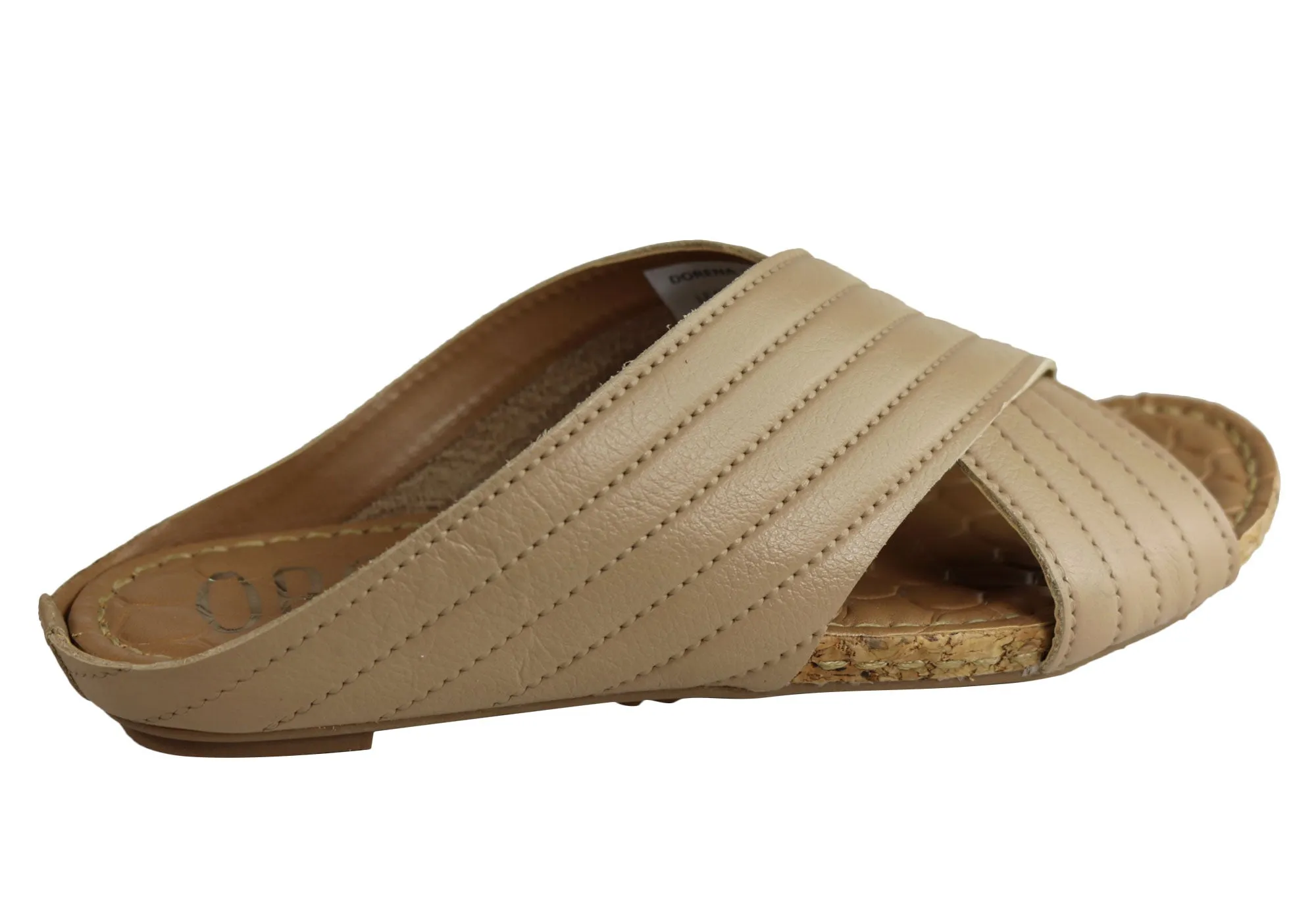 Orcade Dorena Womens Comfort Leather Slides Sandals Made In Brazil
