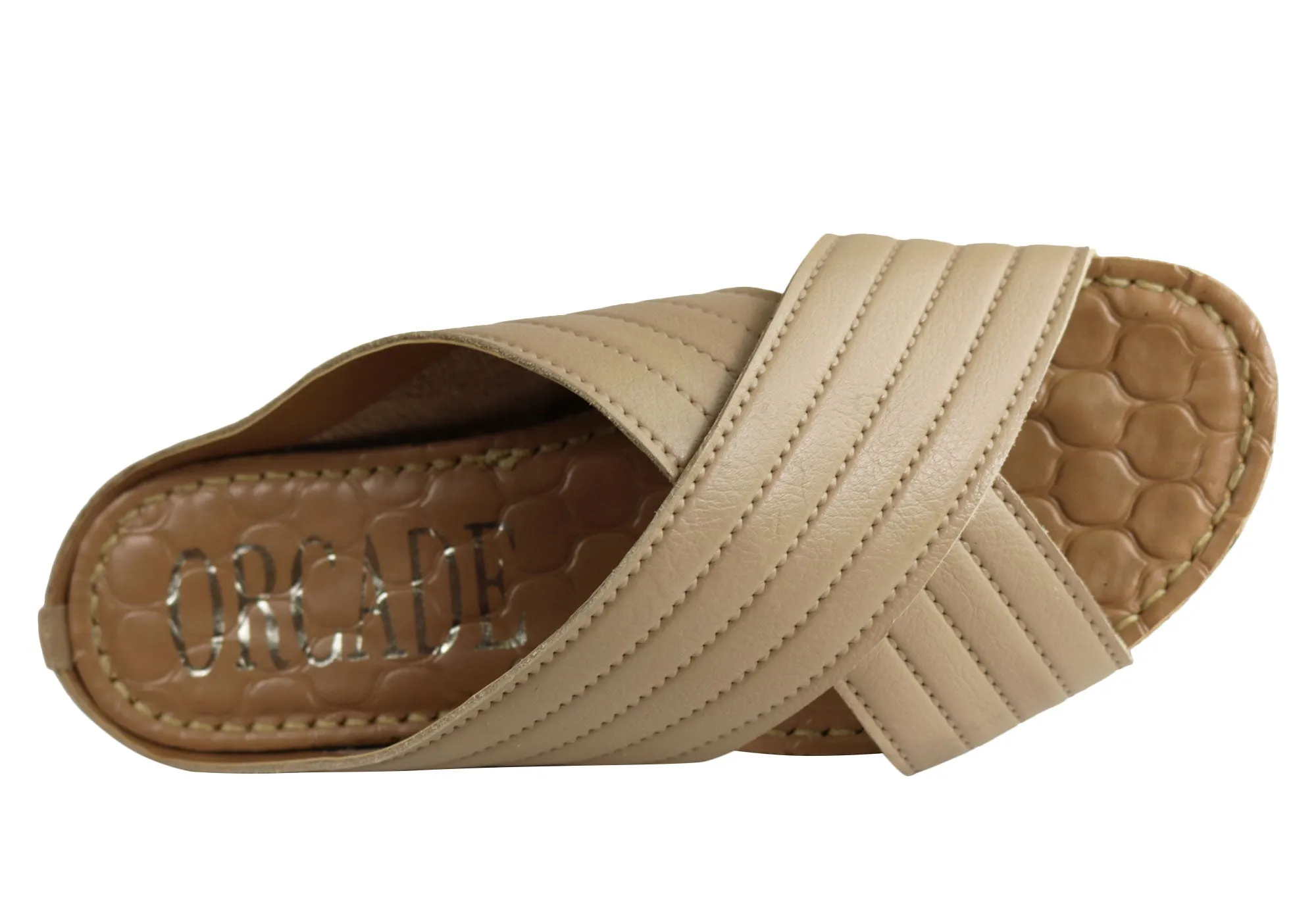 Orcade Dorena Womens Comfort Leather Slides Sandals Made In Brazil