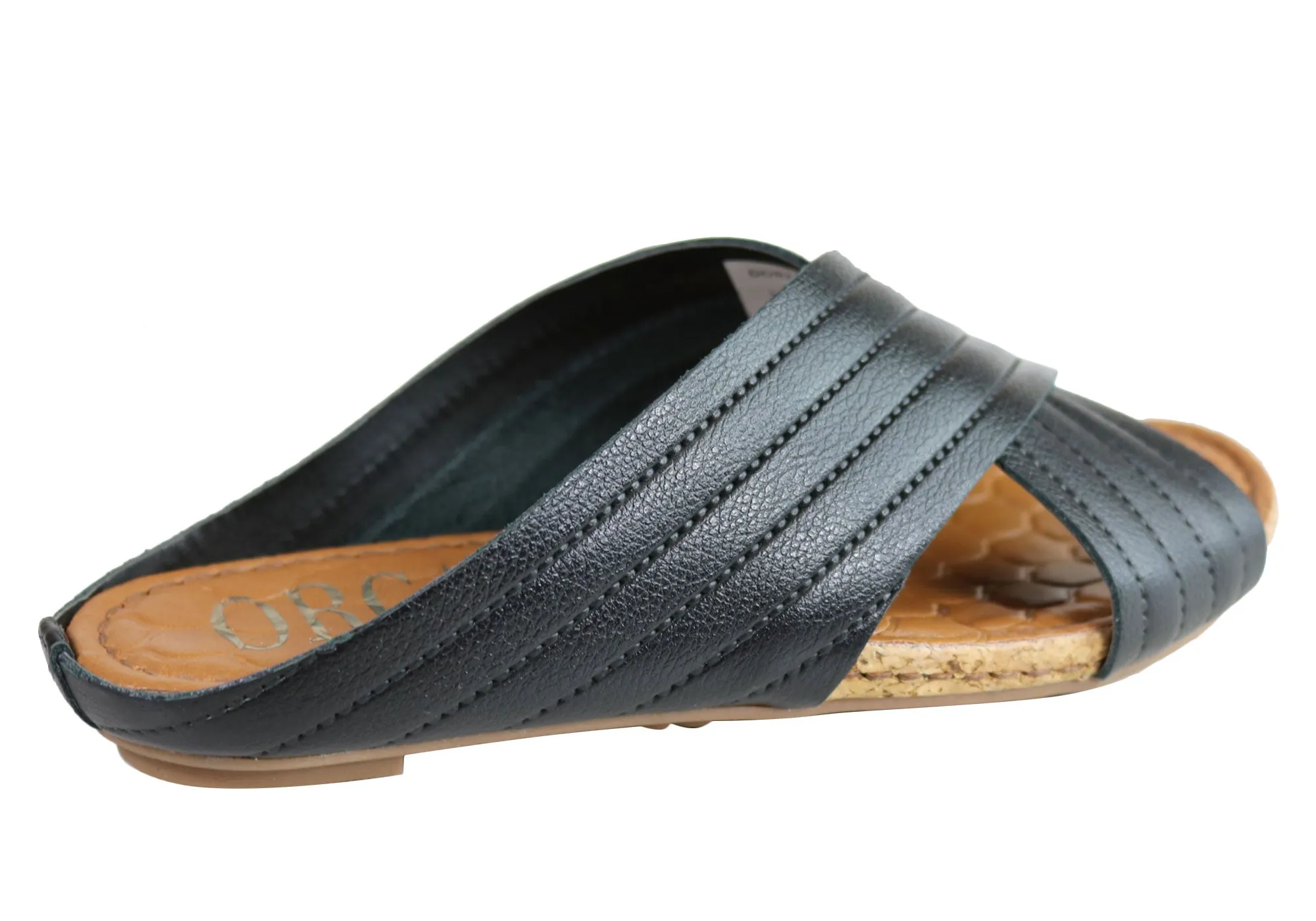Orcade Dorena Womens Comfort Leather Slides Sandals Made In Brazil