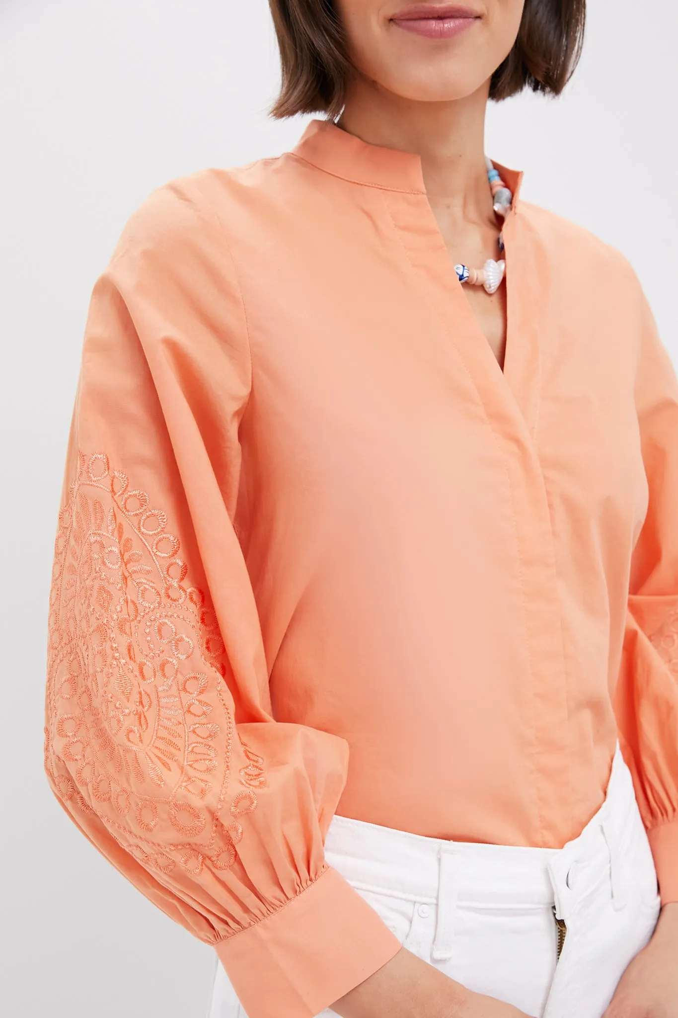 Peach Embroidered Wisteria Blouse