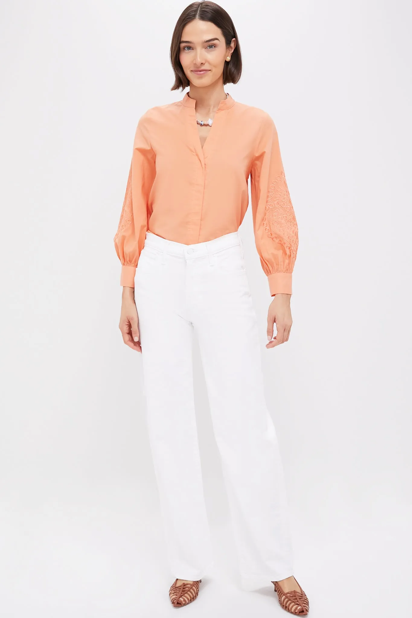 Peach Embroidered Wisteria Blouse