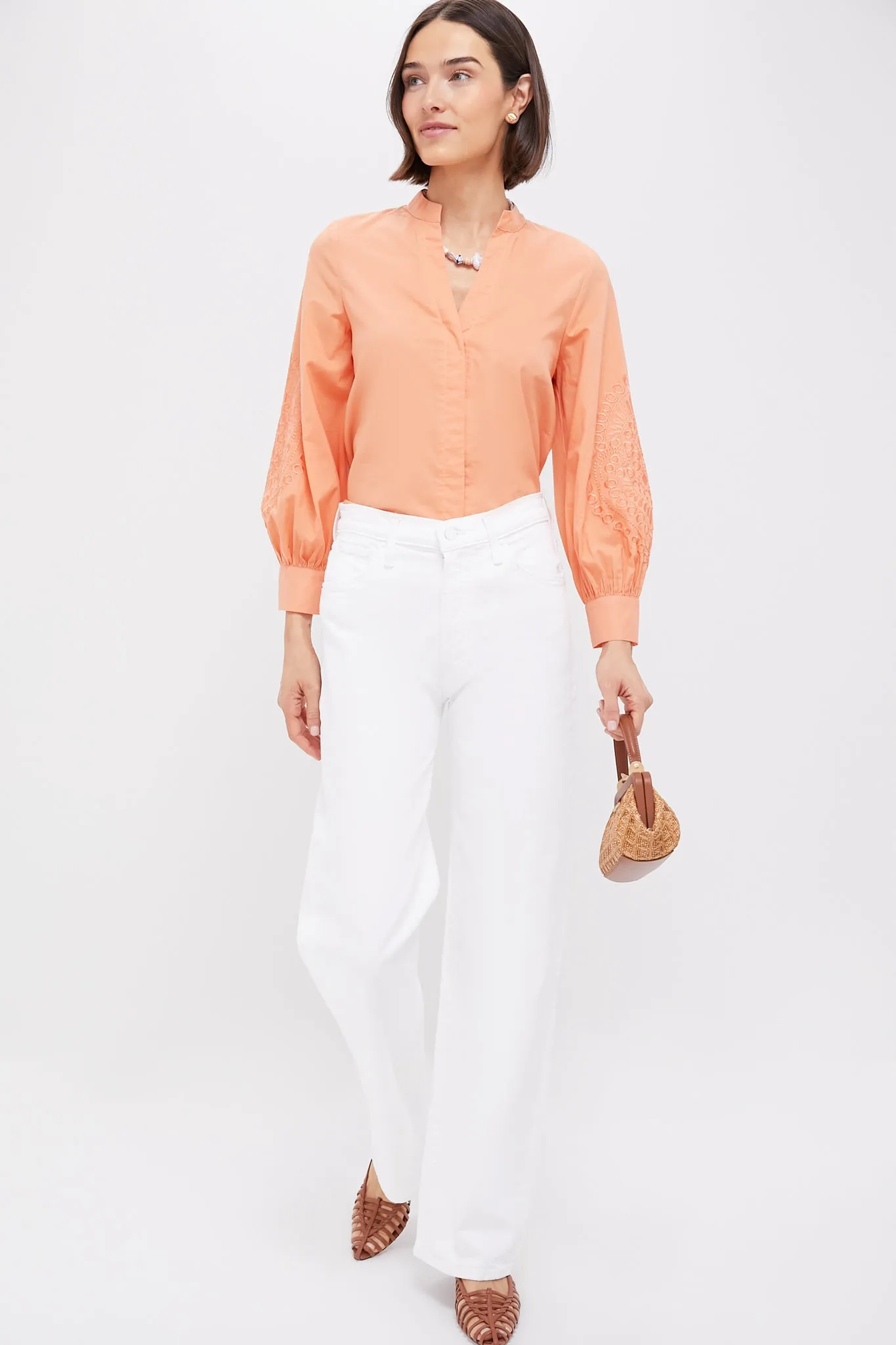 Peach Embroidered Wisteria Blouse