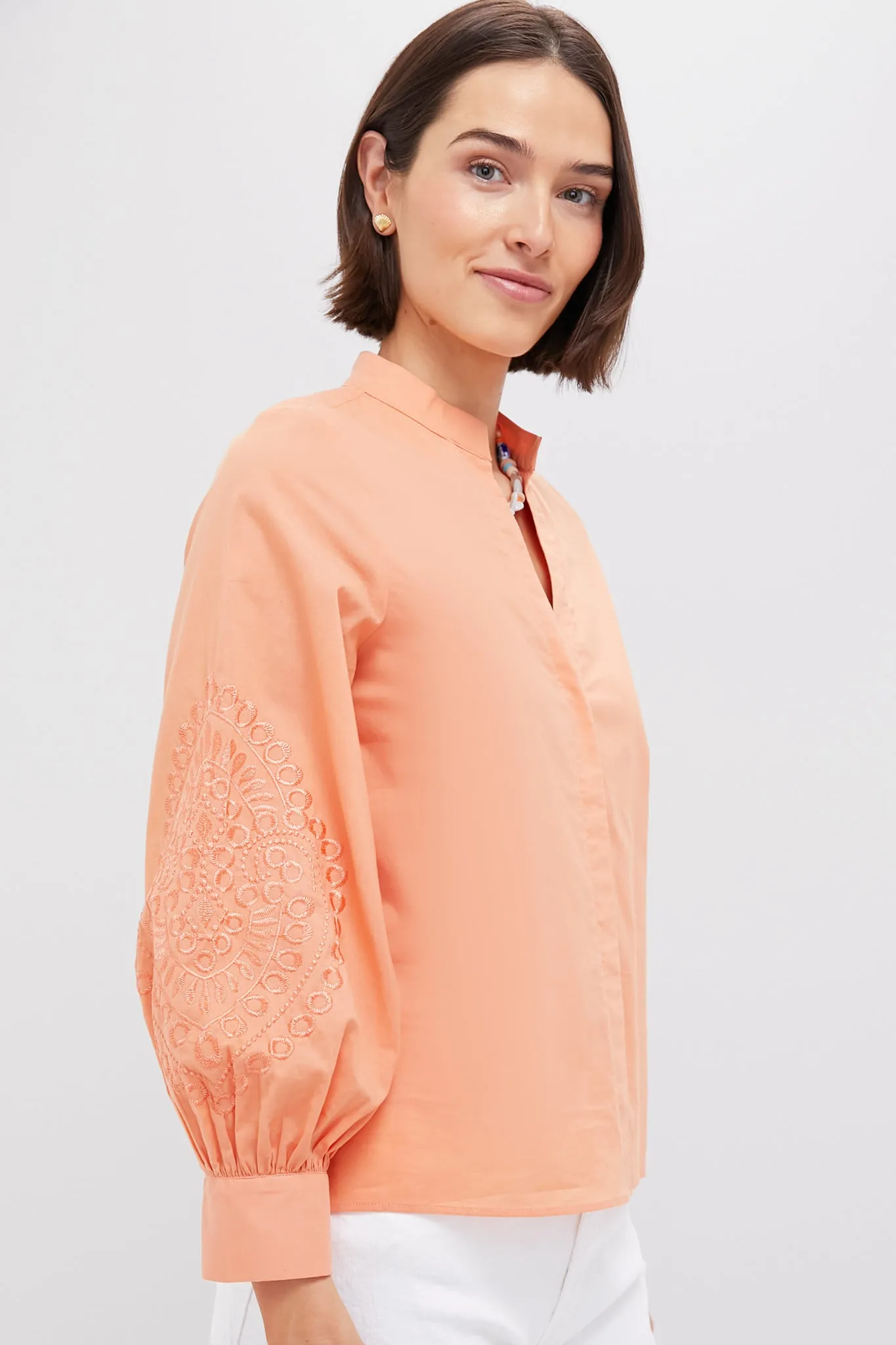 Peach Embroidered Wisteria Blouse