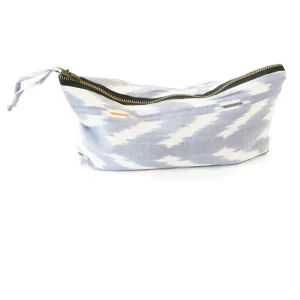 Periwinkle Blue Ikat Tulip Large Zipper Pouch