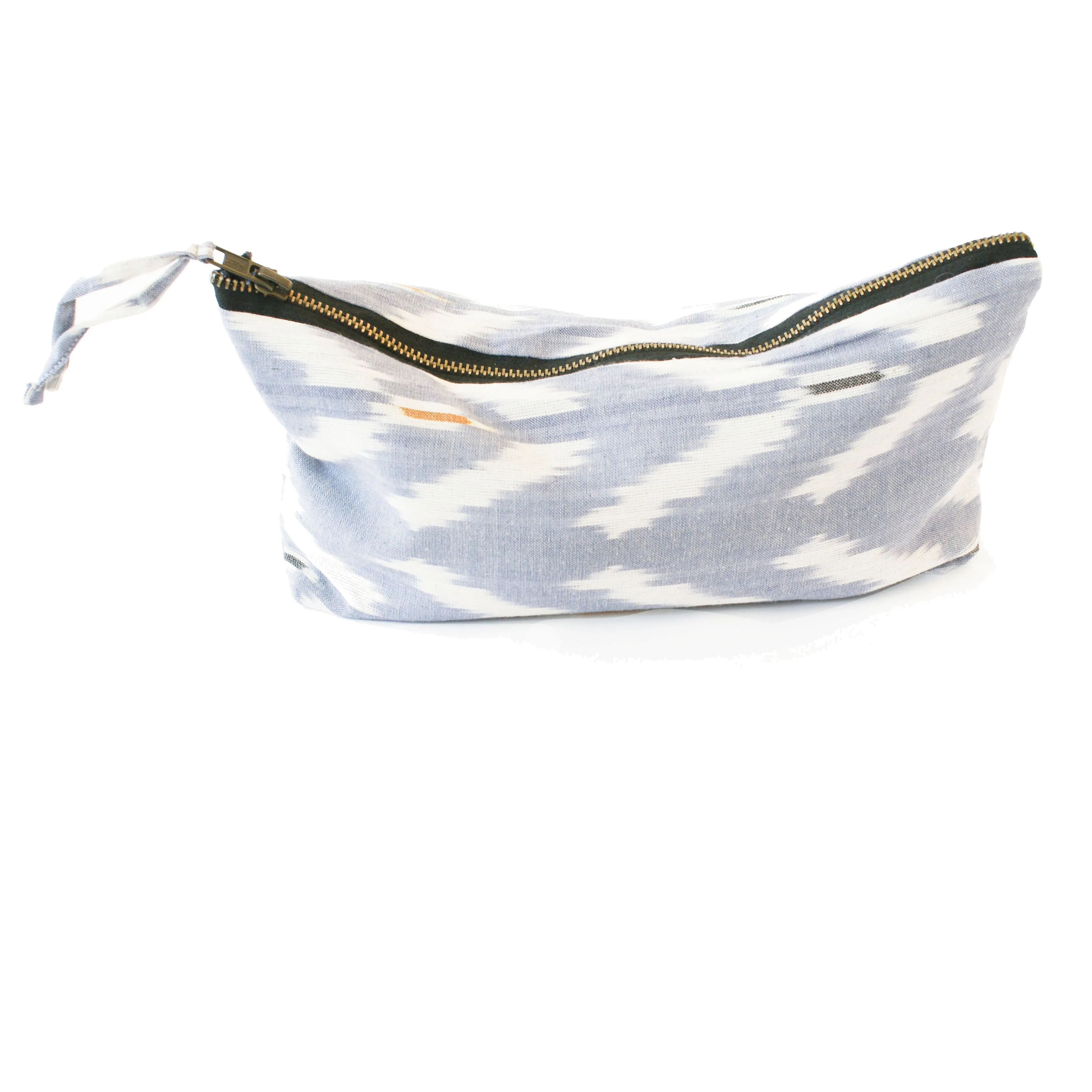 Periwinkle Blue Ikat Tulip Large Zipper Pouch
