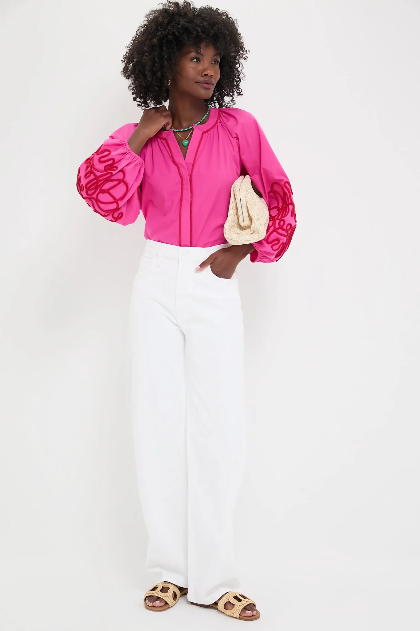 Pink & Red Soutache Stella Blouse