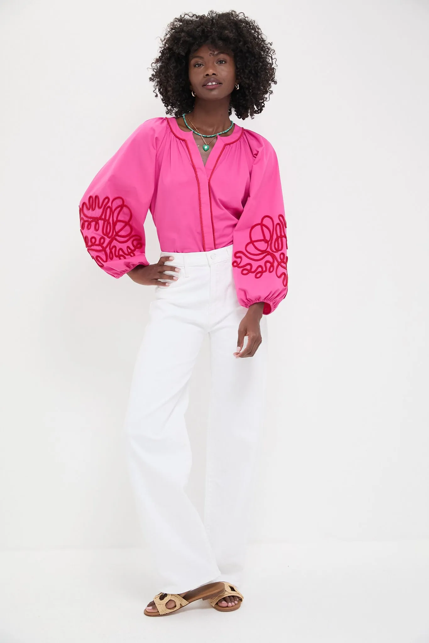 Pink & Red Soutache Stella Blouse