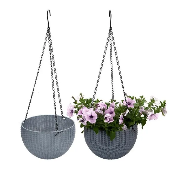 Plastic Self Watering Hanging Planter Basket Garden Flower Plant Hanger for Indoor Outdoor Use